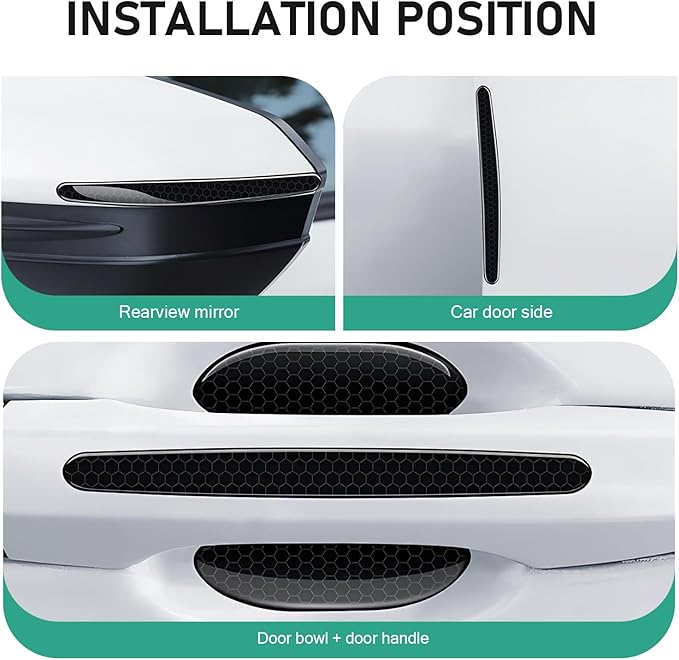Car Door Handle Protector, Car Door Bowl Anti-Scratch Protective Sticker for, Waterproof Self-adhesive Personalized Colorful Decoration, Suitable for Most Car Accessories (Black)