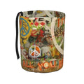 Rectangle Peace Sign Graffiti All You Need Is Love Car Trash Can Leak Proof Hanging Waterproof Garbage Can Multipurpose Trash Bin for Car SUV Front Seat Headrest Collapsible Portable Storage Pocket