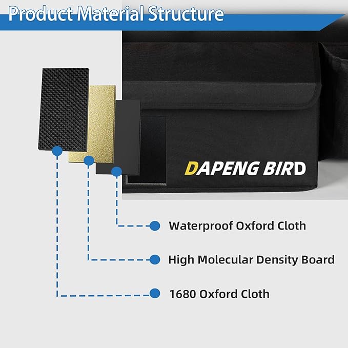 Deluxe Car Trunk Organizer For SUV, Backseat Hanging Large Storage With Collapsible And Multiple Pockets For Storage Car Trunk Storage Box Sturdy Space Saver Frees Trunk -Internal waterproofing