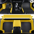 Custom Floor Mats for Cars，Luxury Full Coverage All Weather Car Floor Mats，Leather Car Mat Set ， Floor Mats for 99% of Cars, Trucks & SUVs (Edge Yellow, Middle Black Rice)