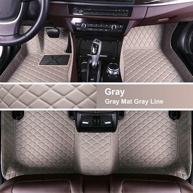 Custom Fit Car Floor Mats for Most Cars, SUVs, Trucks - Waterproof PU Leather All-Weather Floor Liners - Durable Anti-Slip Interior Car Accessories to Protect Vehicle Floors (Gray)