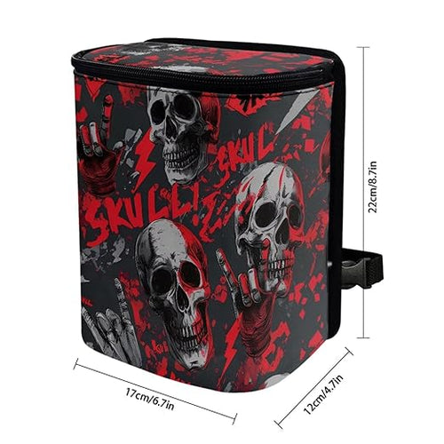 1.2 Gallons Car Trash Bag, Skull Rock Hand Vehicle Trash Bag, Adjustable Hanging for Tail of Console/Back of Seats, Odor-Free with Zipper Leak-Proof Lid Design, Washable,Camping Essential