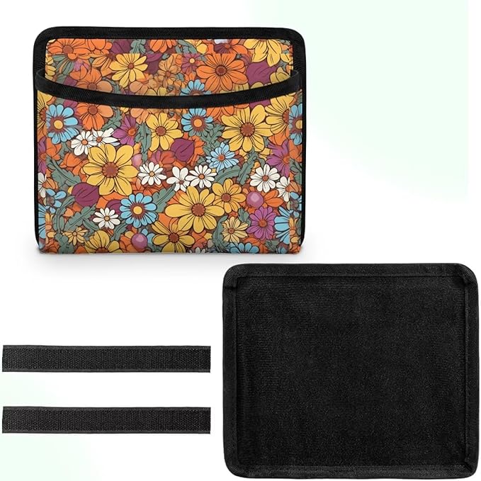 Boho Floral Car Side Pocket Organizer, Front Back Seat Storage Pocket for Car, Universal Auto Console Door Window Storage Bag for Interior Organizer, Holder for Phone Sunglasses