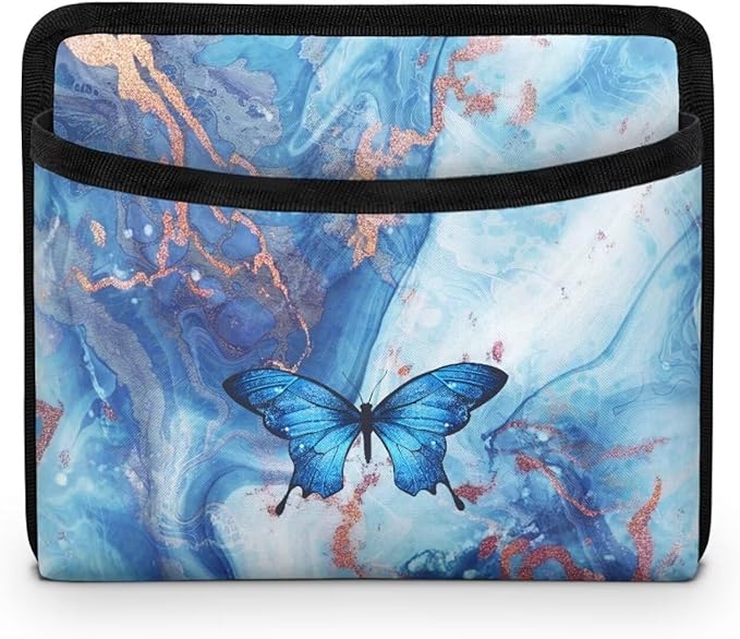 Blue Marble Print Car Side Pocket Organizer Holder for Cell Phone Sunglasses Cards Car Hanging Storage Bag Pocket Between Seats Auto Console Door Window Storage Bag