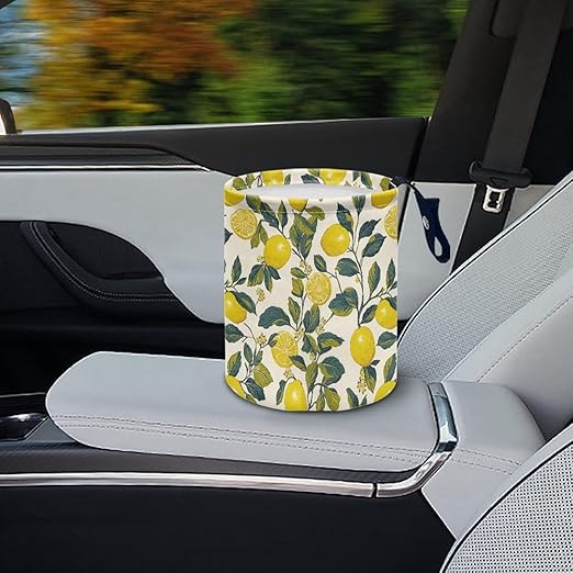 Lemon Car Garbage Can Waste Basket for Cars - Back Seat, Floor, or Hanging Headrest Car Accessories Interior Road Trip Essentials