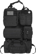 6 Pack Tactical Molle Car Seat Back Organizer - Tactical Vehicle Panel Organizer with 5 Detachable Molle Pouch,US Flag Patch and Keychain,Great Trunk Accessories for Man