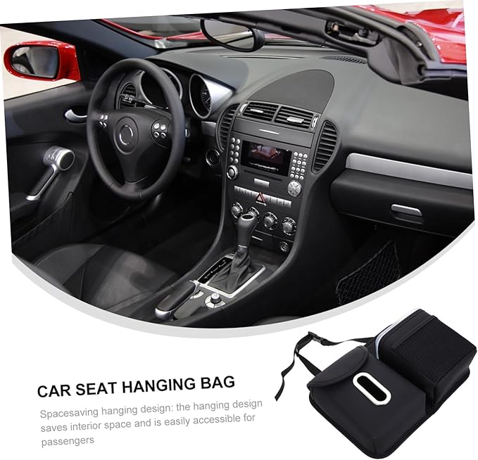 Mikinona Vehicle Backseat Organizer Tissue Box Holder and Cup Holders Multifunctional Car Storage Bag for Back Seat Space-saving Design Construction