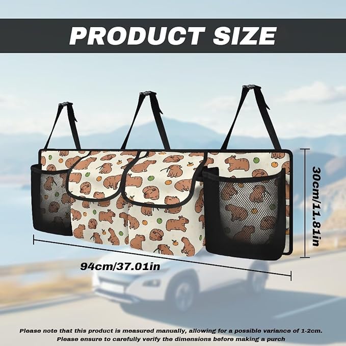 Cute Cartoon Capybara Trunk Organizer Car Women Large Capacity Auto Hanging Seat Back Storage for SUV,Truck,Van