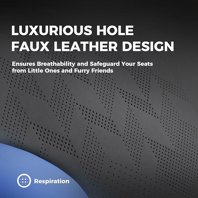 FEINEPRO Black and Blue Car Seat Covers Only Front 2pc - Breathable Faux Leather Universal Seat Covers for Cars, Automotive Protector Fit for Most Sedan SUV Pick-up Truck