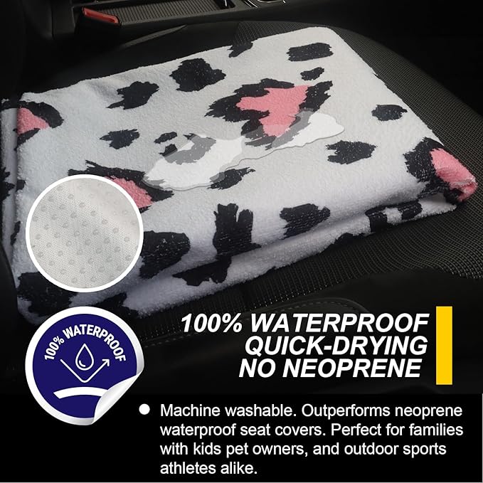 LoyaGour Back Seat Cover for Car Trucks Van SUV,Waterproof Rear Bench Towel Seat Covers for Dogs and Kids,Automotive Backseat Protector (Leopard Print)