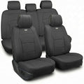 FH Group Ultra Comfort Highest Grade Faux Leather Full Set Car Seat Cushions– Universal Fit for Cars Trucks & SUVs (Solid Black)