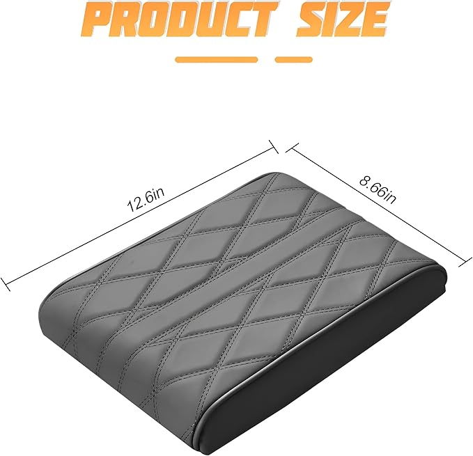 Mandark Car Center Console Cover, Soft Leather Memory Foam Automotive Armrest Seat Box Cushion Pad, Waterproof Comforable Vehicle Arm Rest Mat Accessories, Universal for RV, SUV, Truck (Gray)