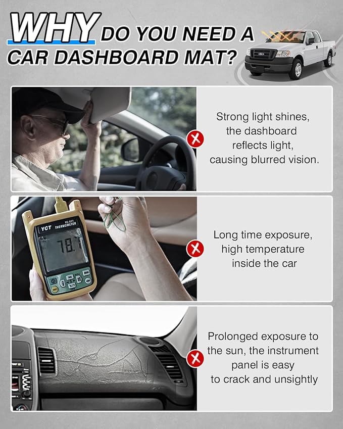 Cartist Dash Cover Compatible with Ford F150 2004 2005 2006 2007 2008 Dashboard Cover Mat Non-Slip Carpet Sunshield Glare UV Rays Protector