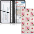 ALAZA Flamingo Pink Floral Plaid Car Registration and Insurance Card Holder Vehicle Glove Box Car Organizer Driver License Documents Holder Waller Case Organizers