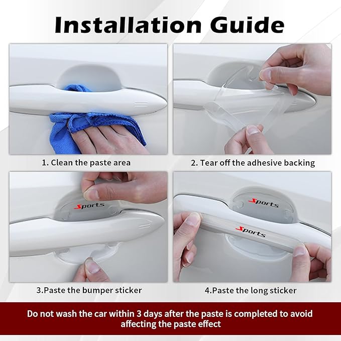 8PCS Car Door Handle Protector Anti-Scratch,Clear Car Door Handle Scratch Protector with Sports Design,Universal Self-Adhesive Cars Handles Protectors for Most Vehicles