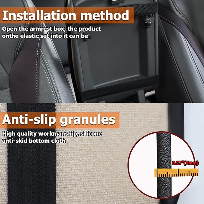 Car Center Console Cushion Pad, Universal Leather Waterproof Armrest Seat Box Cover Protector,Comfortable Car Decor Accessories Fit for Most Cars, Vehicles, SUVs (Brown)