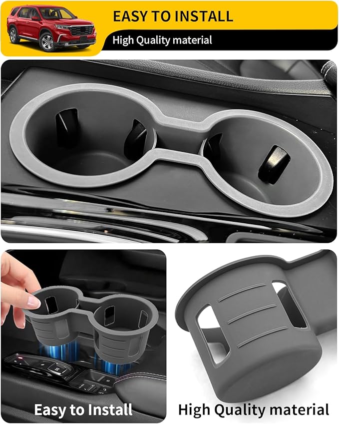 Maxzina Cup Holder Compatible with 2023-2026 Honda Pilot Car Center Console Cup Holder Insert Storage Box Interior Armrest Organizer for 2024-2026 Honda Ridgeline&Passport Accessories (Grey)