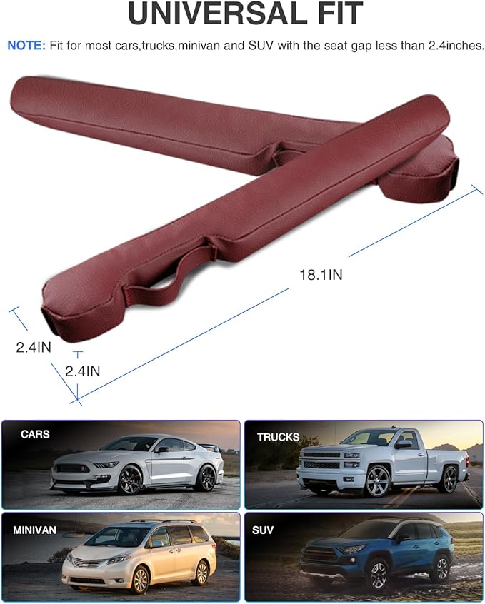 Homaupt Leather Car Seat Gap Filler Universal for Car Truck SUV to Block The Gap Between Seat and Console Stop Things from Dropping 2 Sets Red, SGF02R