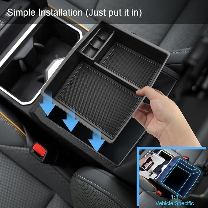 Coleya 2024 2025 2026 Tacoma Accessories Center Console Organizer for Toyota Tacoma (SR5/TRD Off-Road/TRD Sport/TRD Pro/Limited/Trailhunter) Durable ABS Plastic 2025 Tacoma Console Tray Insert (Black)