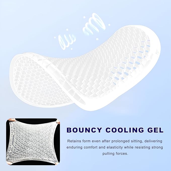 Gel Car Seat Cushion, Non-Slip Breathable Automotive Front Seat Bottom Cushion Pad, Comfortable & Cooling Seats Cover Interior Mat for Sedans SUVs Trucks, Car Accessories (Gray)
