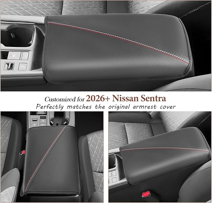 SKTU for 2026 Nissan Sentra Armrest Cover for 2026+ Nissan Sentra (S/SV/SR/SL) Center Console Cover Nissan Sentra 2026 Accessories Console Cushion Pad 2026 Sentra Seat Box Pad Soft
