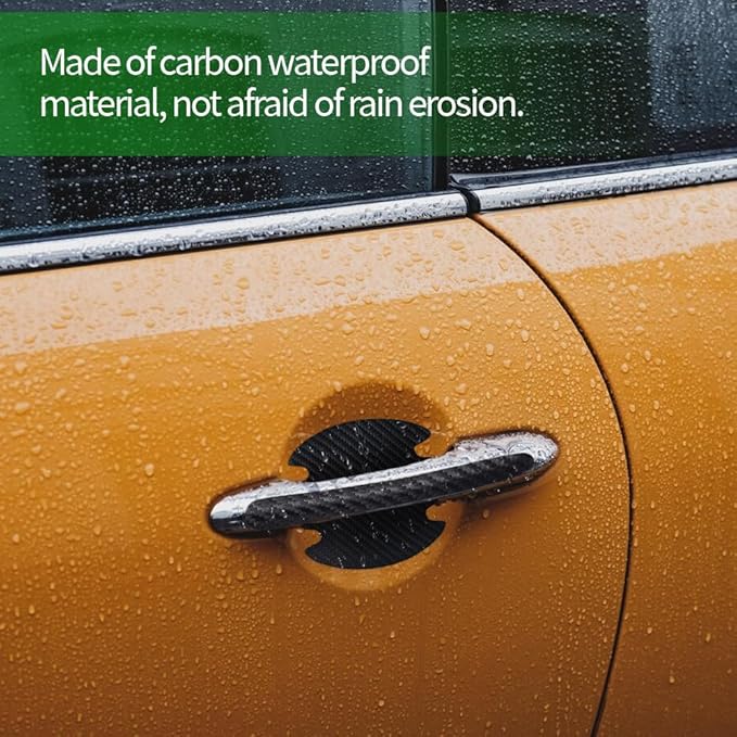 8PCS Carbon Fiber Anti Scratch Stickers - Universal Car Door Handle Paint Guard Cover, Door Handle Cup Protective Film for Most Vehicles