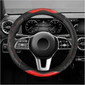 Carbon Fiber Steering Wheel Cover, Non-Slip Leather Steering Wheel Protector with 3D Honeycomb Design, Comfy Grip Breathable Sporty Auto Wheel Wrap for Most Cars Trucks SUVs (Red)