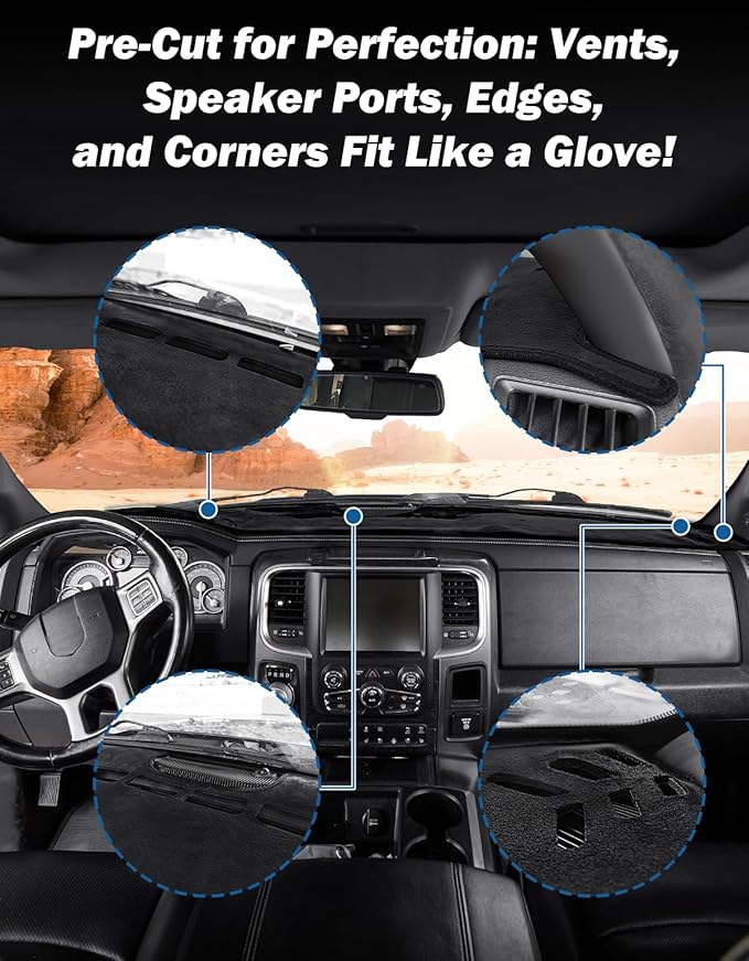 JOYTUTUS Dash Cover Dashboard Cover Mat Compatible with 2010-2018 Ram 1500 2500 3500 & 2019-2024 Ram 1500 Classic Model, Car Interior Dash Covers, Dash Board Cover Dashmat for Car Trucks
