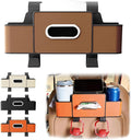 Car Seat Back Storage Box, 2026 New 3-in-1 Multifunctional Car Back Seat Organizer with Cup Holder, Tissue Box, Trash Bin & Hooks for Hold Phones, Snacks, Drinks, Handbags (Brown)