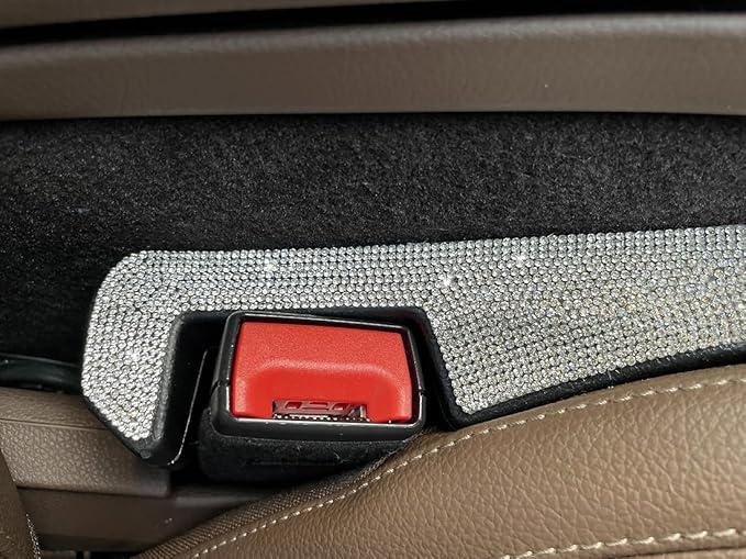 cwboine 2 Pack Sparkly Diamond Car Seat Gap Filler Universal Gap Filler for Car SUV and Truck Fit Between Seats and Console Stop Things from Dropping (White)