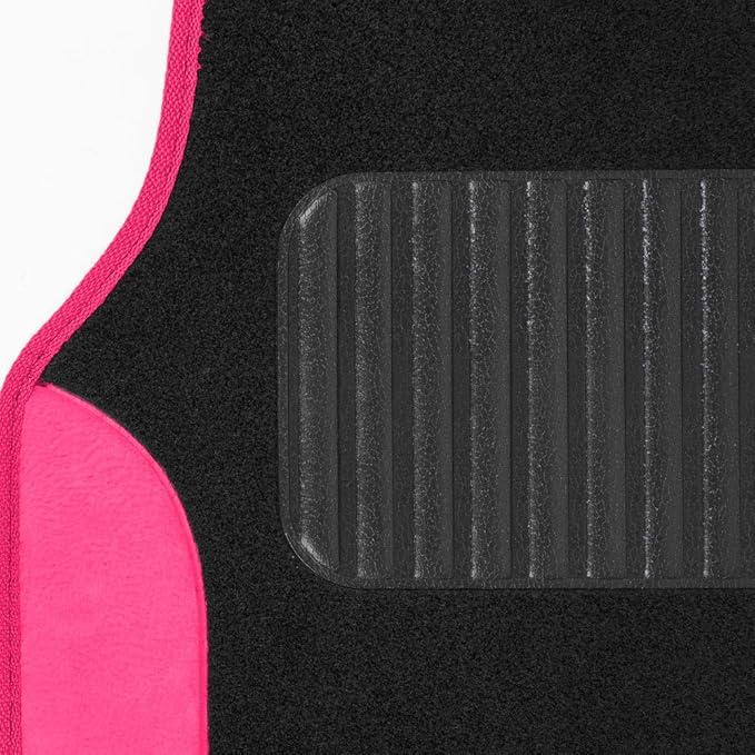 BDK Hot Pink Carpet - Two-Tone Faux Leather Automotive Floor Mats, Included Anti-Slip Features and Built-in Heel Pad, Stylish Floor Mats for Cars Truck Van SUV