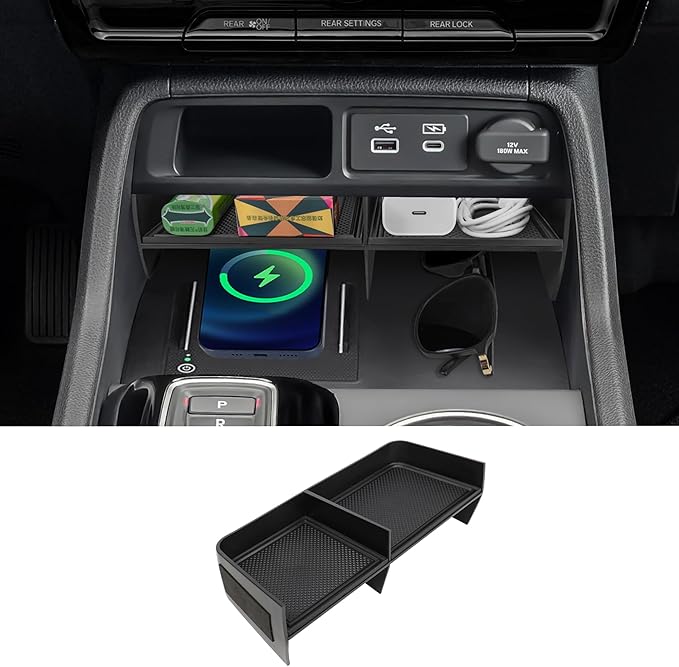 Neepiar Center Console Organizer Compatible with 2023 2024 2025 2026 Honda Pilot/ 2026 Honda Passport Secondary Storage Box ABS Material Insert Divider Interior Accessories