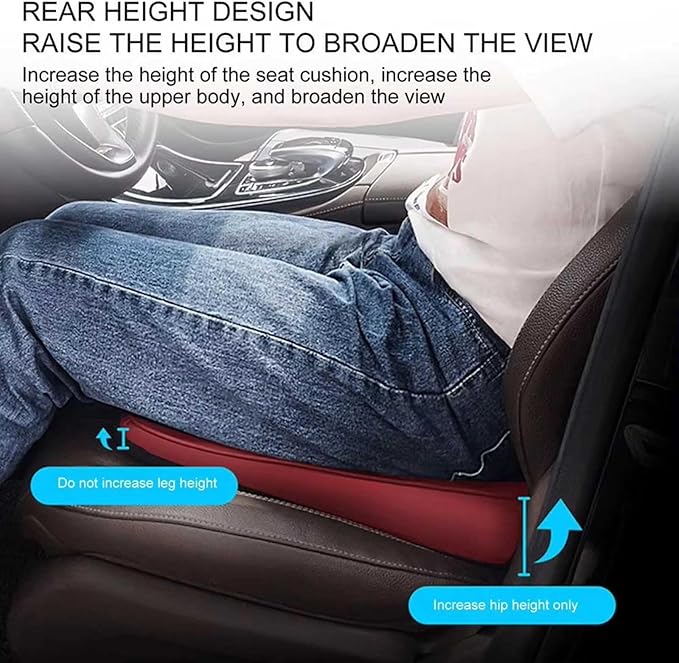 Memory Foam Car Seat Cushion for BMW X5 G05 2018-2023, Wedge Booster Lumbar Support Pad for Drivers Office with Non-Slip Base,Black-8cm