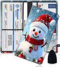 Car Registration Holder, PU Leather Vehicle Glove Box Organizer for Driver License, Document, Car Insurance Holder with Magnetic Shut, Auto Paperwork Wallet Accessories, Cute Christmas Snowman