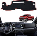 Non-Slip Dash Cover Mat Sunshield Protector Pad Compatible with Chevy Chevrolet Silverado 2022-2024 2025/ for GMC Sierra 1500 / Sierra 2500HD / 3500HD 2024 2025 Dashboard Cover (Red Trim)