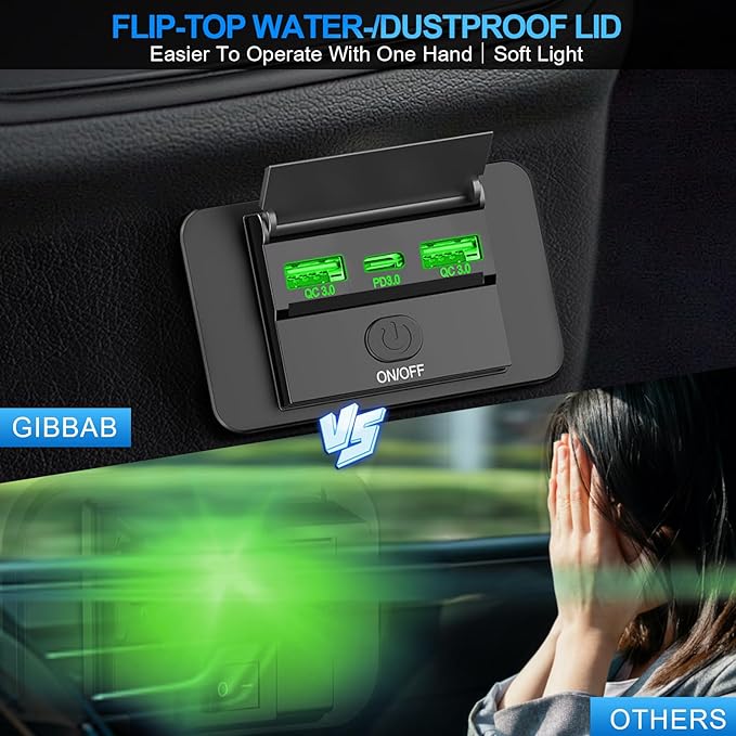 2PCS 3 Ports 12V RV USB Outlet 72W, Gibbab Dual USB QC3.0 36W & PD3.0 Type-C Quick Charge 36W Panel Wall Mount, Automotive Car Socket Charger Adapter for RV Marine Boat Bus ATV Motorcycle Truck