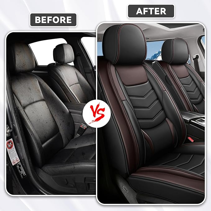 Car Seat Covers Fit for Chevy Trax 2015-2025, Side Airbag Compatibility, 3D Lumbar Support and Seamless Fit, Easy to Clean Sports Seat Cover2 Pcs Front, Black Brown