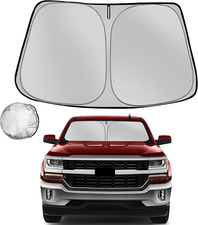 Fonowka Windshield Sun Shade for 2014-2018 Che-vrolet/Chevy Silverado 1500 Foldable Sun Sunshade for Car Front Window Blocks UV Rays and Heat Automotive Interior Protector Custom Fit Accessories
