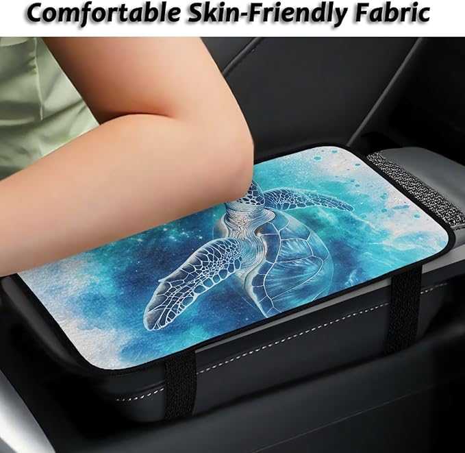 Bulopur Blue Turtle Car Console Covers Armrest Console Cover Flannel Warmth Car Center Console Cover Accessories Protect from Pet Claws Universal Car Interior Accessories Decoration