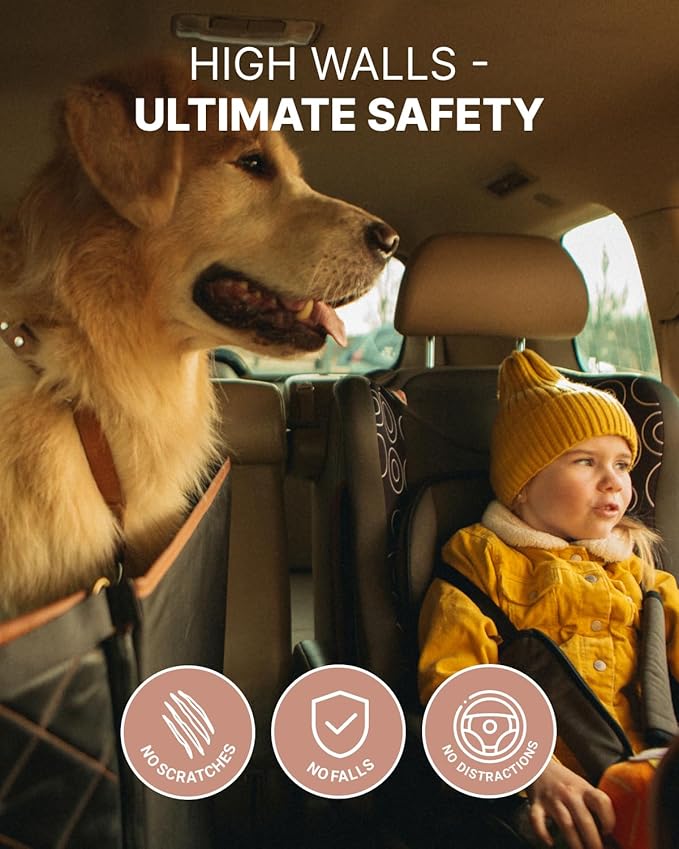 Owleys Back Seat Extender for Dogs Premium Dog Hammock for Car | Pet Cover for Dogs | Dog Covers for Cars Back Seat | (Black Standart)