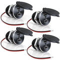 4PCS RV USB Outlet 72W Aluminum Alloy 12V/24V 3 Charging Ports, GIBBAB 36W PD3.0+2 18W QC3.0 Fast Charging Socket, Waterproof Cover Recessed Mount Car Charger Cigarette Lighter Replacement for Camper