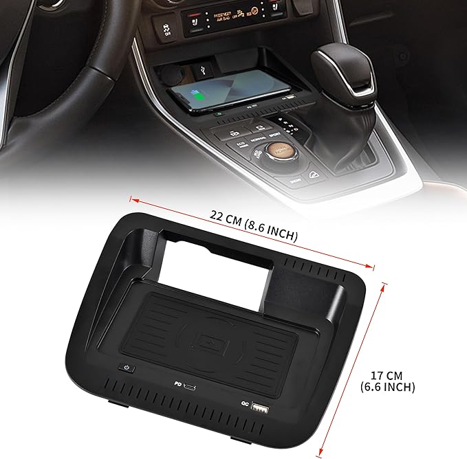 KEWISAUTO Car Wireless Charger for 19-25 Toyota RAV4, OEM Style Center Console Charging Panel USB-A USB-C Fast Wireless Phone Charger Pad for Toyota RAV4 2019 2020 2021 2022 2023 2024 2025 Accessories