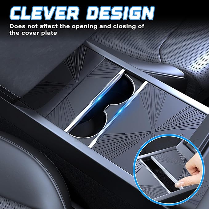 3PCS Center Console Cover Silicone Anti Slip Pad Compatible with Tesla Model Y Juniper & Model 3 Highland Accessories 2025 2026 - Pet and Family Friendly Protector Mats (White)