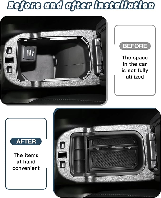Ruiya 2017-2021 Compass Center Console Organizer for Jeep Compass Accessories ABS Material Armrest Console Glove Tray Compatible with 2017 2018 2019 2020 2021 Jeep Compass
