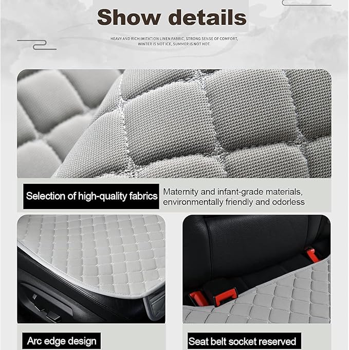 Car Seat Covers Auto Cushion Vehicle Long Rear Seat Chair Cover Protective Mat pad for Baby, SUV, Skin-Friendly Golden Embroidery Thread (Black-Rear)