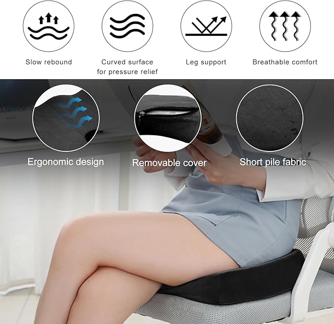 Car Seat Cushion, Memory Foam Cushion for Tailbone Pain & Sciatica Relief, Ergonomic Seat Cushion Comfortable Chair Relief Pillow for Car Office Wheelchair, car Accessories (Black)
