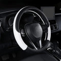 Auto Car Genuine Leather Steering Wheel Cover Anti Slip Wrap 15" (White)