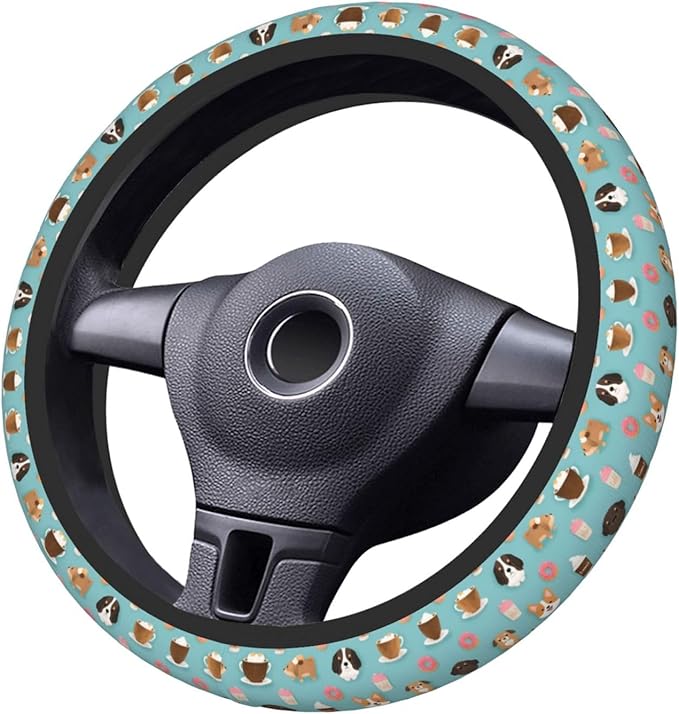 Cattle Dog Neoprene Steering Wheel Covers Women Men Car Accessories, Universal 15 Inch Fit Auto, Suvs, Truck