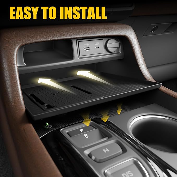 Center Console Mat Compatible with 2023-2026 Honda Pilot 2026 Passport Wireless Charging Mat with Indicator Light Port Center Console Anti-Slip Protector Pad Silicone 2025 Pilot Accessories