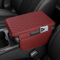 Car Armrest Cushion for BMW iX X1 X2 X3 X4 2004-2025, Center Console Covers Pad Leather Accessories, Arm Rest Protector Mat with Side Storage Bag for SUV/Sedan/Truck, D/Red